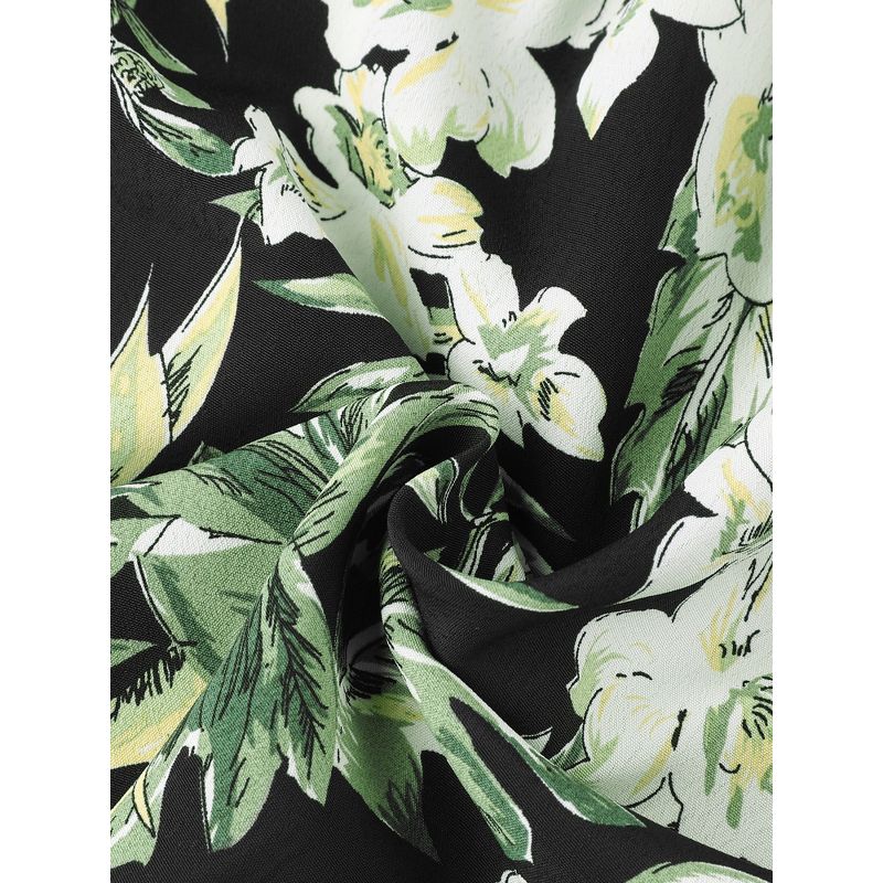 Allegra K Women's Tie Waist Hawaiian Tropical Floral Wrap Midi Skirt, 4 of 6