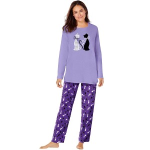 Dreams & Co. Petite Long Sleeve Knit PJ Set - 1 of 4