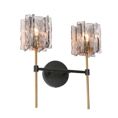 LNC Echonalyri 13.7-in 2-Lights Matte Black and Polished Gold Modern/Contemporary Vanity Lights