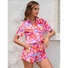 Women's 2 Piece Outfit Sets Summer Beach Casual Printed Shirts and Shorts Lounge Sets Casual Tracksuit Set - 4 of 4