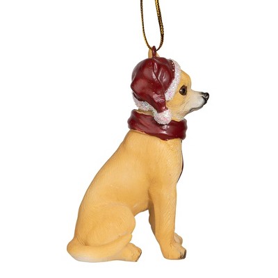 Festive Chihuahua Holiday Ornament with Santa Hat and Scarf