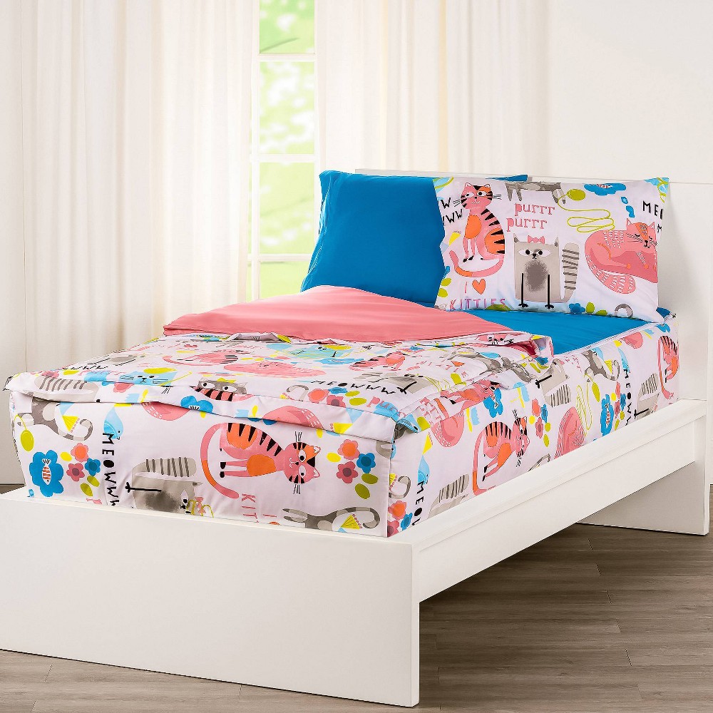 Photos - Bed Linen Full I Heart Cats Bunkie Deluxe Zipper Kids' Bedding Set Vibrant Pink - SI