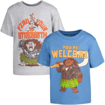 Disney Moana Maui Little Boys 2 Pack Graphic T-Shirts Blue / Grey 6