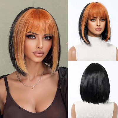 Jessie's Wig 10 Inch Short Bob Bang Wig Synthetic Wig Orange Color 1 Pc/Pack