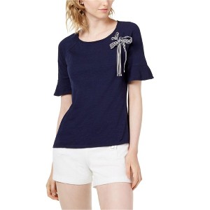 maison Jules Womens Grommet Ribbon Basic T-Shirt - 1 of 1