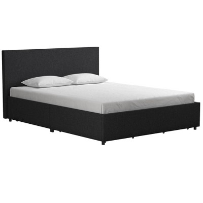 Kelly Dark Gray Upholstered Queen Bed with Storage Drawers