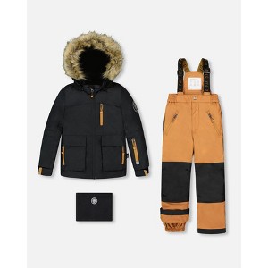 Deux par Deux Boy Two-Piece Play Snowsuit with Contrast Jacket Brown Sugar - 1 of 4
