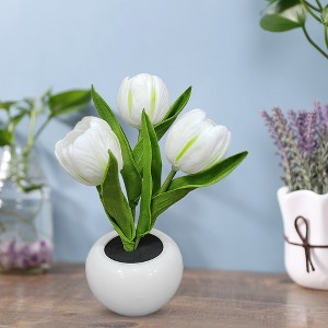 Led Table Lights,Led Simulation Tulip Night Light with Vase,Table Lamp Ornaments for Home Living Room Desktop Decor for Home Table Centerpieces - 1 of 4