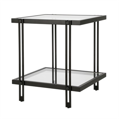 Blackened Bronze Metal and Glass Rectangular Accent Table