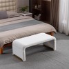 43.31"New Boucle Fabric Loveseat Ottoman Footstool Bedroom Bench Shoe Bench With Gold Metal Legs,Ivory - 3 of 4
