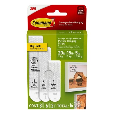 Command 16ct Heavy Picture Hanging Strips - White