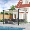 Outsunny 10' x 10' Retractable Pergola Canopy Patio Gazebo Sun Shelter with Aluminum Frame for Outdoors, Cream White - 3 of 4