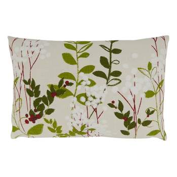 Saro Lifestyle Down-Filled Throw Pillow With Holiday Botanical Design