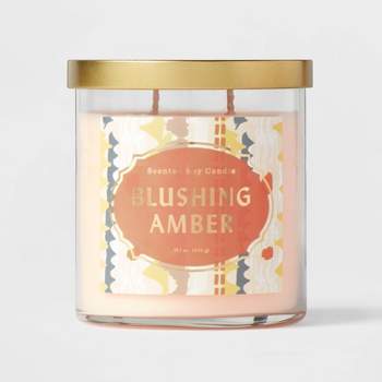 2-Wick Clear Glass Blushing Amber Lidded Jar Candle 15.1oz - Opalhouse™