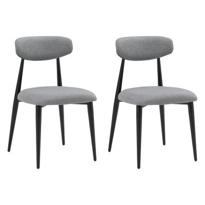 Modern Dining Chairs Set of 2, Curved Backrest Round Upholstered and Metal Frame