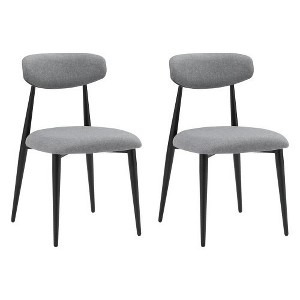 WhizMax Modern Dining Chairs Set of 2, Curved Backrest Round Upholstered and Metal Frame, Grey - 1 of 4