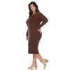 White Mark Plus Size Long Sleeve Rib Midi Sweater Dress - 2 of 4