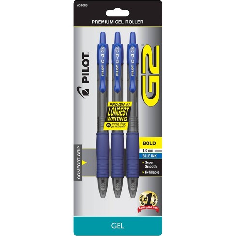 Pilot 3ct G2 Gel Pens Bold Point 1.0mm Blue Ink - image 1 of 3