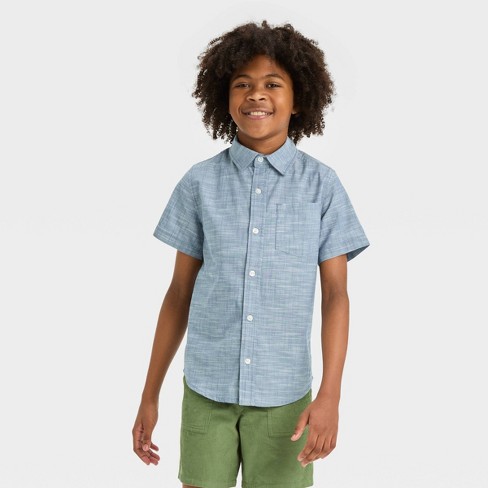 Boys short sleeve button down hot sale