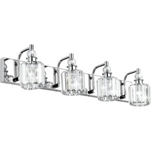 Runesay Crystal Bathroom Vanity Light - 4 Light Modern Crystal Bathroom Lights Fixtures Over Mirror, Stainless Steel Chrome Vanity Light - 1 of 4