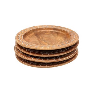 SEVOBAL Serving Platters Handcrafted Wooden Charger Plate, Rustic Chic Tableware for Elevated Dining and Family Party, Brown, 13.75"*13.75"*1.75" - 1 of 4