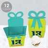 Big Dot of Happiness Boy 13th Birthday - Square Favor Gift Boxes - Official Teenager Birthday Party Bow Boxes - Set of 12 - 3 of 4