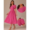 Allegra K Women's Round Neck Fit and Flare Summer Puff Sleeve Midi Dress - 2 of 4