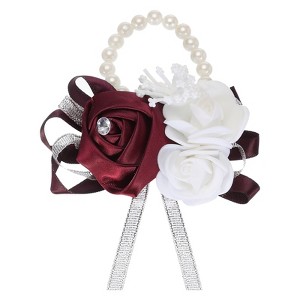 Unique Bargains Decorative Wedding Prom Party Artificial Rose Wrist Corsages - 1 of 3
