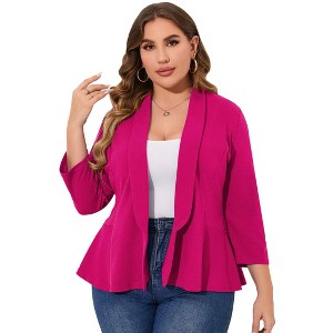Coolmee Women Plus Size Casual Blazer Open Front Long Sleeve Work Office Cardigan Jackets - 1 of 4