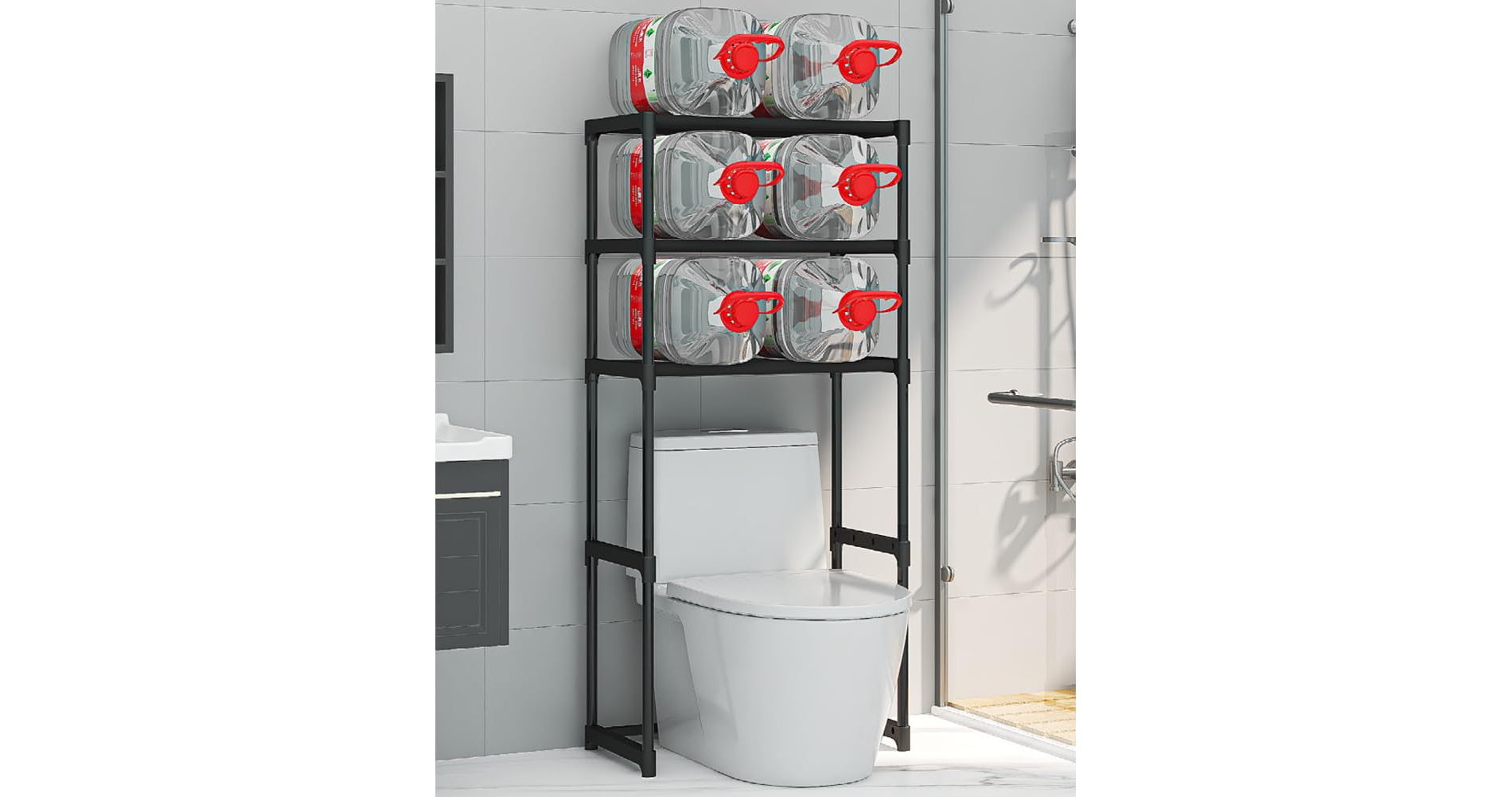 Over The Toilet Rack, 3-Tier Metal Bathroom Shelves, Over The Toilet Storage, Freestanding Above Toilet Shelf