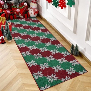 Christmas 2'x3' Entryway Rug Machine Washable Rugs Indoor Door Mat Front Door Rug Snowflake - 1 of 4