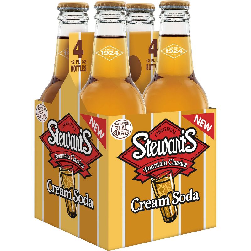 Stewart's Cream Soda Made with Sugar - 4pk/12 fl oz Glass Bottles, 4 of 7