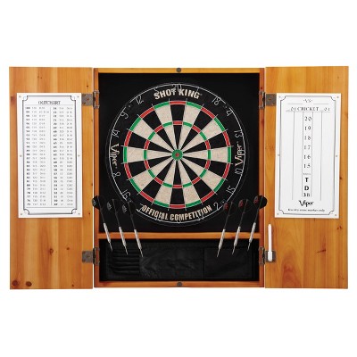 Viper Metropolitan Sisal Fiber Bristle Dartboard and Cabinet Bundle Standard Set - Oak