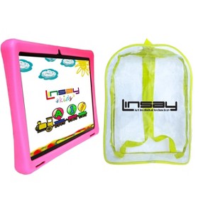 LINSAY 10.1"Octa Core 128GB Storage Android 15 Tablet with Blue Kids Defender Case and Back Pack - 1 of 4