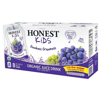 Honest Kids Goodness Grapeness Organic Juice Drinks - 8pk/6.75 fl oz Pouches