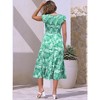 INSPIRE CHIC Women's Summer Printed V Neck Elastic Waist Ruffle Cap Sleeveless A-Line Beach Midi Dress - 3 of 4