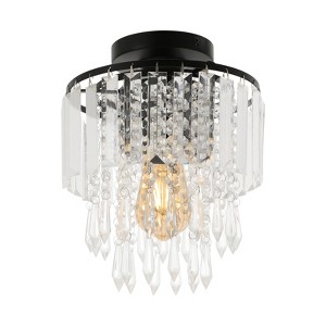 YIYIBYUS 1-Light Black Modern Crystal Semi-Flush Mount Ceiling-Light for Bedroom - 1 of 4