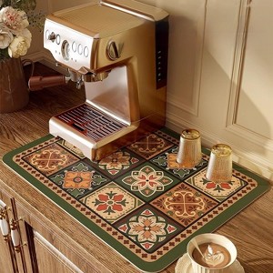 Attop Coffee Mat, Boho Style Dish Drying Mat, Fast Water Absorption, Easy to Clean, Fit Coffee Bar Accessories, Bar Mats for Countertop (12"x19") - 1 of 4