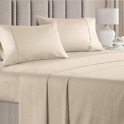 Cgk Linens 4 Piece 100% Cotton 400 Thread Count Sheet Set In Cream ...