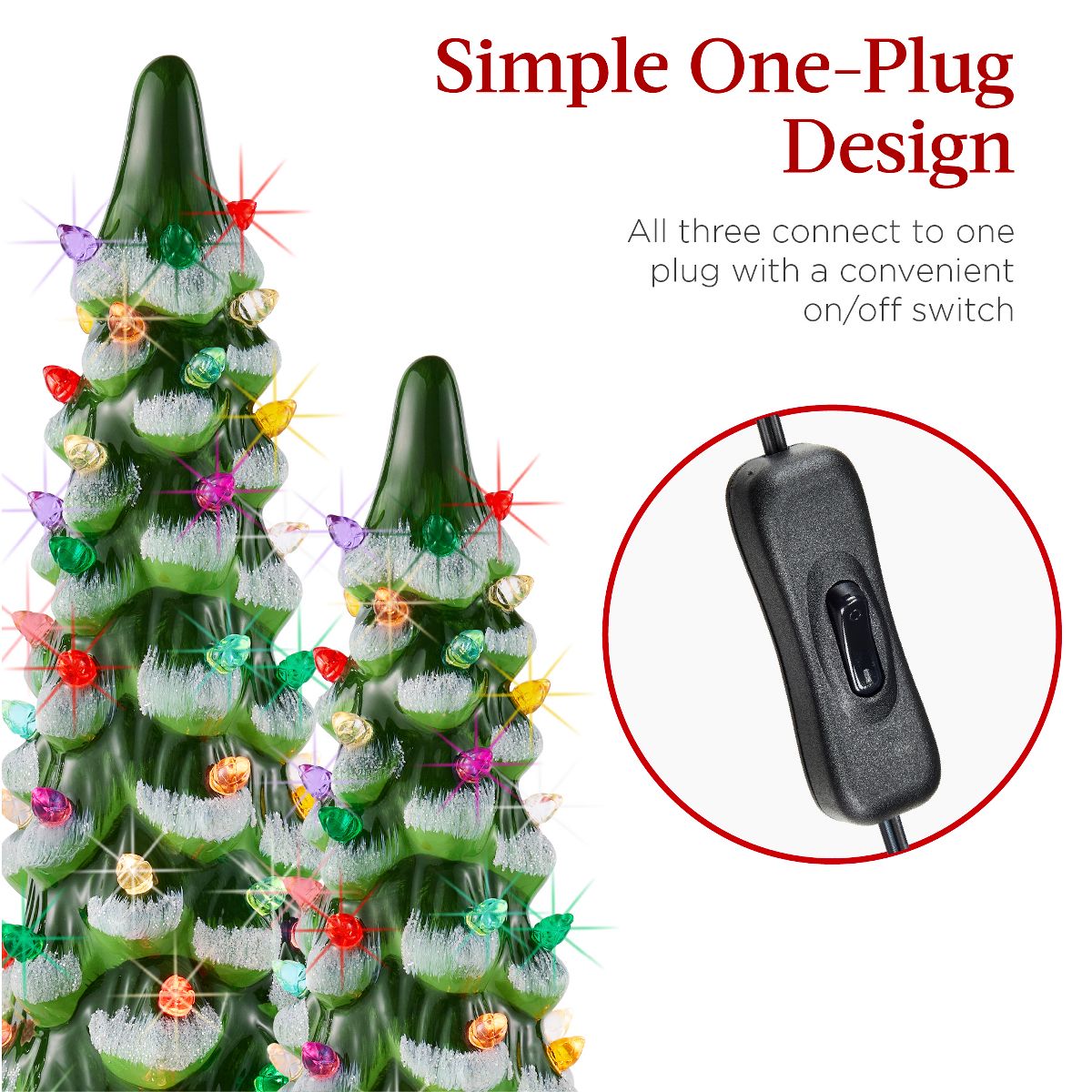Best Choice Products Set of 3 Pre-Lit Hand-Painted Ceramic Tabletop Christmas Trees – Indoor Holiday Décor - thumbnail 5