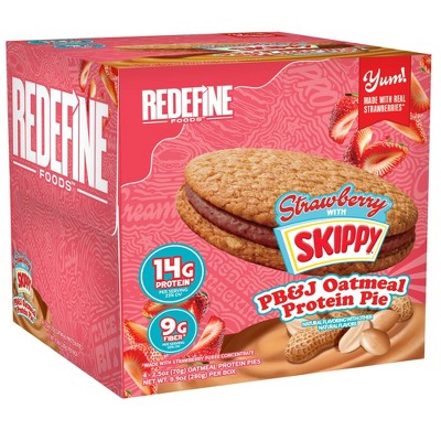 Redefine Foods Peanut Butter and Jelly Strawberry Flavored Oatmeal Protein Pie - 9.9oz/4ct