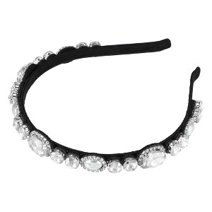 Unique Bargains Women's Bling Rhinestone Flannel Headband 5.51"x0.79" 1Pc - 1 of 4