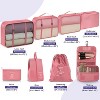 Fosmon 8pc Packing Cubes Set, Packing Cubes for Travel, Hanging Toiletries Travel Bags Makeup, Luggage Suitcase Organizer Bags Travel Cube Set, Pink - 4 of 4