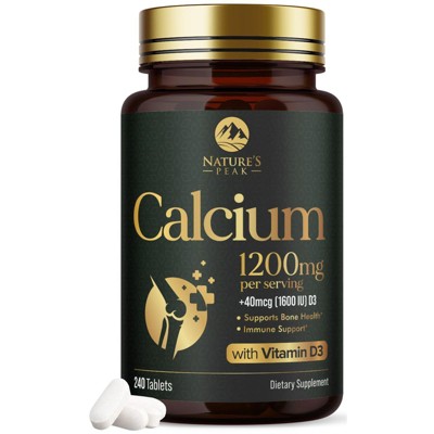 Calcium 1200mg with Vitamin D3 Supplement for Strong Bones & Muscle Support - 240 Tablets