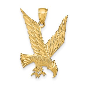Black Bow Jewelry 14k Yellow Gold Diamond Cut Eagle Pendant - 1 of 4