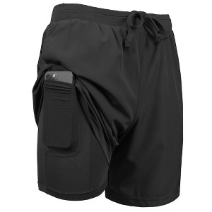 Jump Start Men's 2 in 1 Stretch Active Quick Dry Gym Running Shorts With Liner - 1 of 4