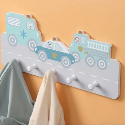 LunaLulinlk Wall Mounted Coat Rack - Robust Wooden Bag Rack with 5 Hooks - Decorative Wood Racks Ideal Cars Design