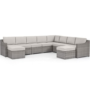 HAPPATIO 10 Piece Patio Conversation Set, Patio Furniture Set with Multiple Configuration Options, Rattan Wicker Outdoor Sectional Sofa. - 1 of 4