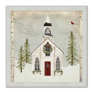 Courtside Market Snow Church 8x8 Framed Art Board - 1 of 2