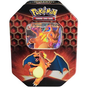 Pokemon SM11.5 Hidden Fates Gx Tin- Charizard + 1 of 3 Foil Pokemon-GX Cards + 4 Booster Pack, Multicolor - 1 of 4